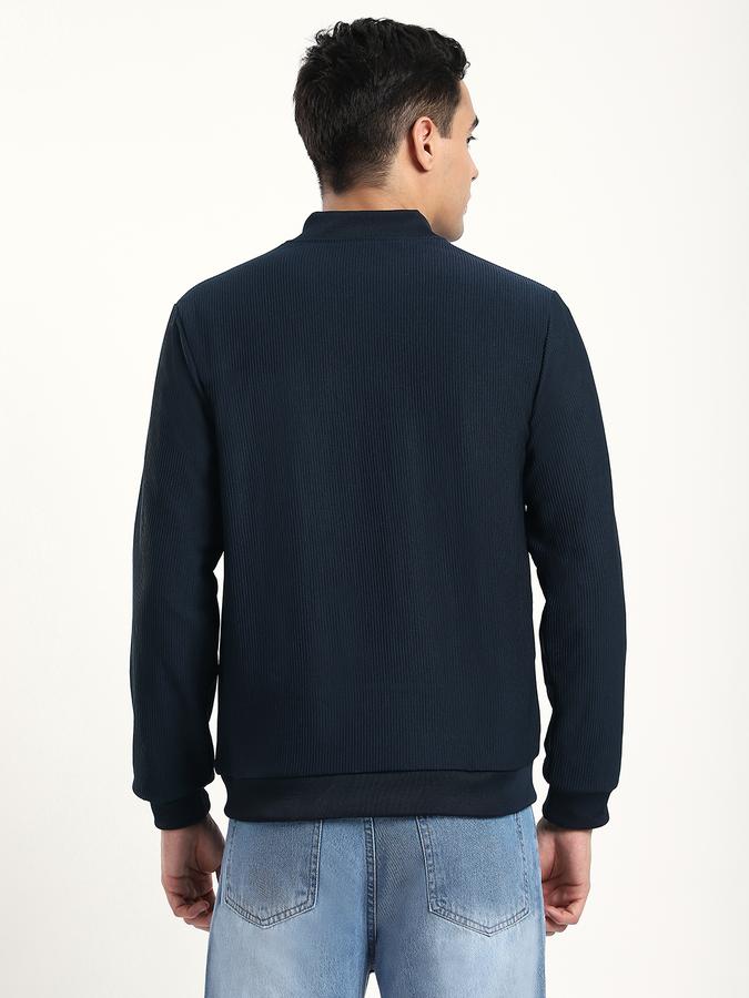 Men Polyester Blend Regular Fit Solid Bomber Jacket