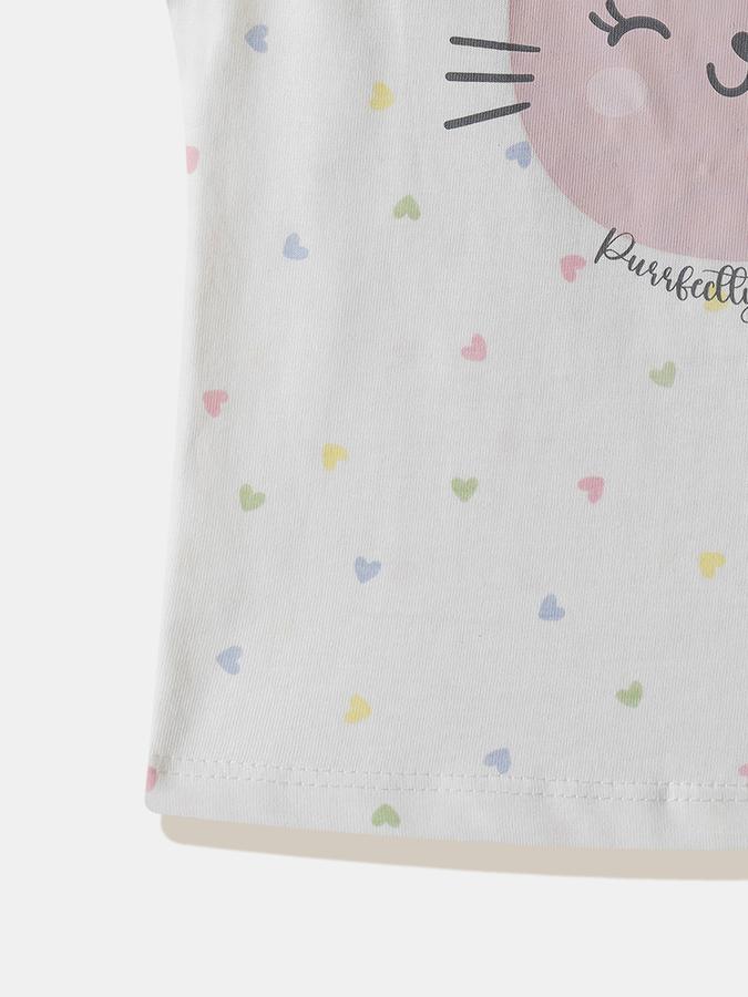 Girls Cotton Regular Fit Crew Neck Graphic T-shirt