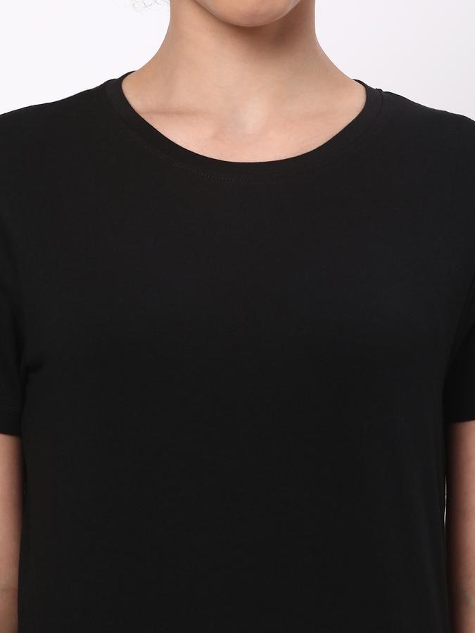 Women Cotton Regular Fit Crew Neck Solid T-shirt