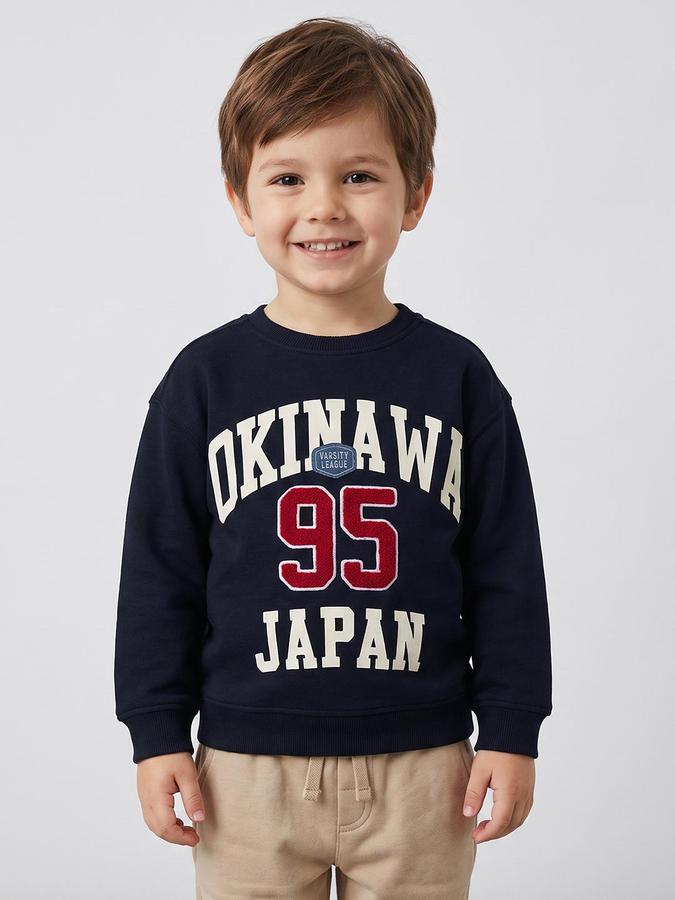 R&B Boys Navy Blue Graphic Print Round Neck Long Sleeves Sweatshirt
