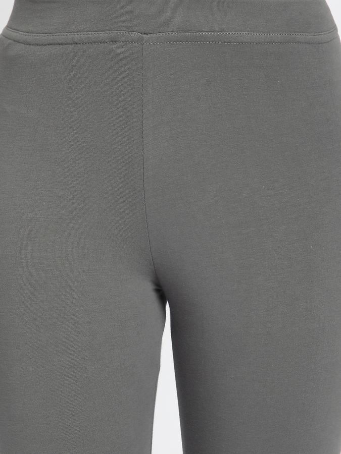 Women Cotton Lycra Elasticated Waist Full Length Solid Leggings