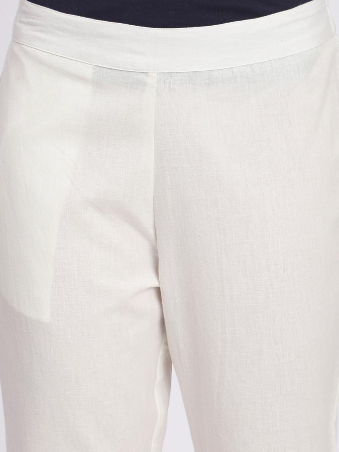 Women Cotton Tapered Elasticated Embroidered Trousers