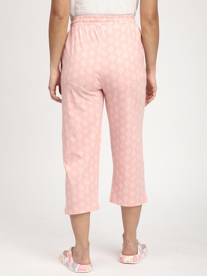 Women Cotton Slim Drawstring Printed Capri Pants