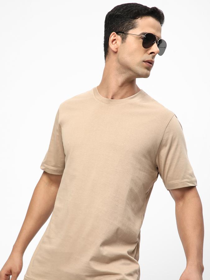 Men Cotton Regular Fit Crew Neck Solid T-shirt