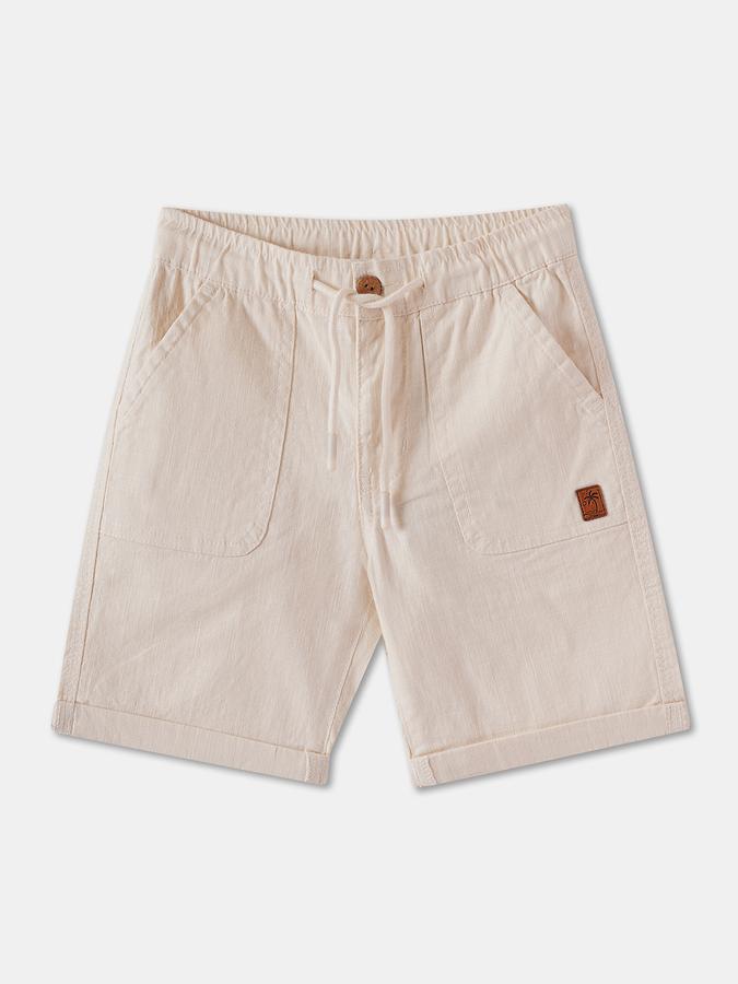 Boys Cotton Regular Fit Drawstring Waist Cuffed Hem Shorts