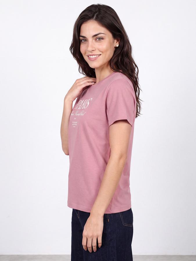 R&B Women Shell Pink Bold Typographic Print Short Sleeves Tshirt