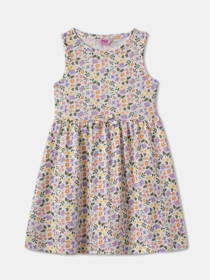 Girls Floral Print A-Line Dress