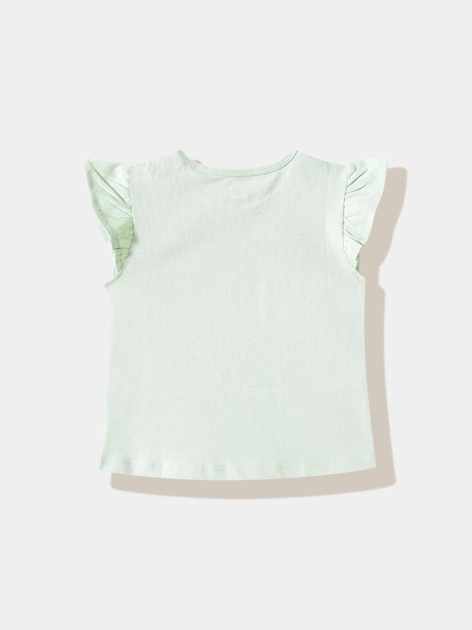 Girls Cotton Regular Fit Crew Neck Graphic T-shirt