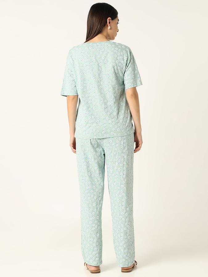 R&B Women Dusty Mint Floral Print Pyjama Set