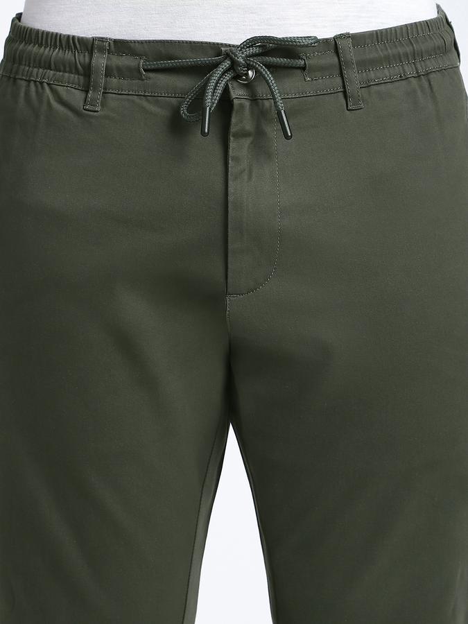 Men Cotton Blend Jogger Fit Drawstring Elastic Hem Pants