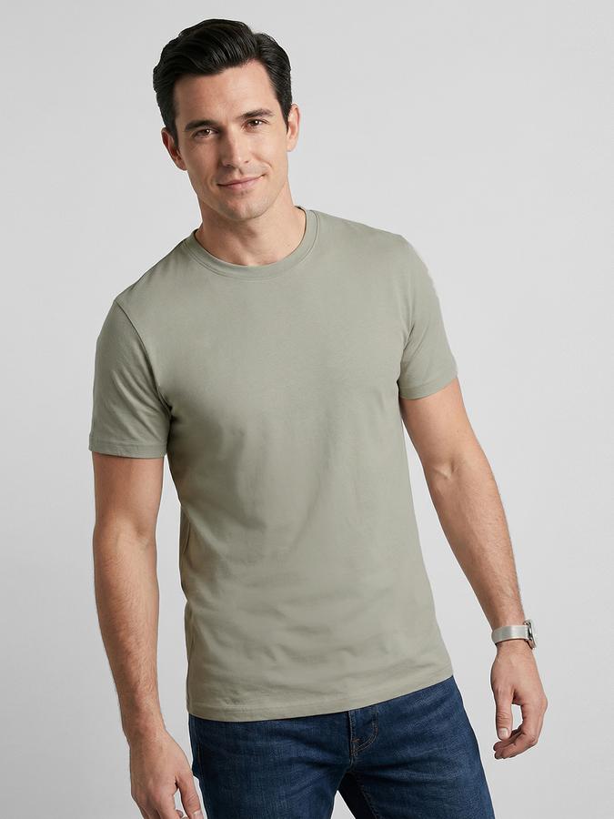 R&B Green Solid Men Round Neck Regular Fit Short Sleeves T-Shirt