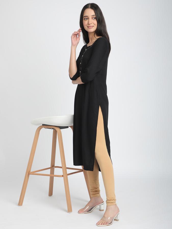 Women Cotton Elasticated Waist Full Length Solid Leggings