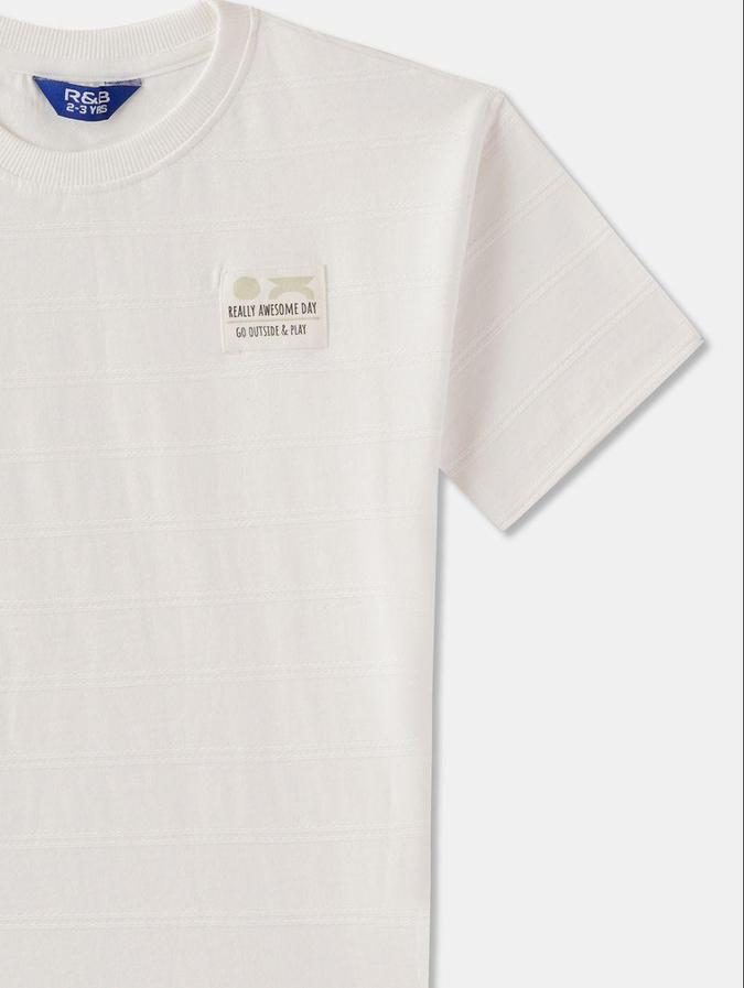 R&B White Cotton Round Neck Printed Boy T-Shirt