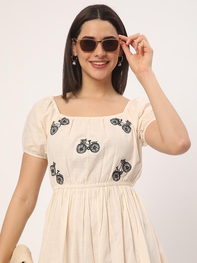 Women Rayon Embroidered Fit And Flare Ethnic Dress