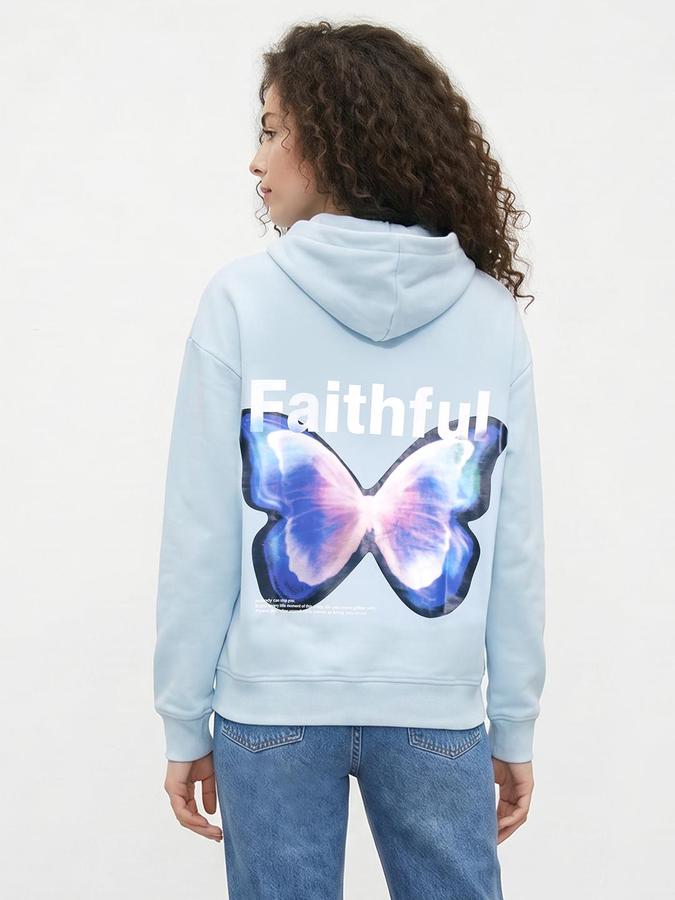 R&B Blue Cotton Printed Women Sweatshirts