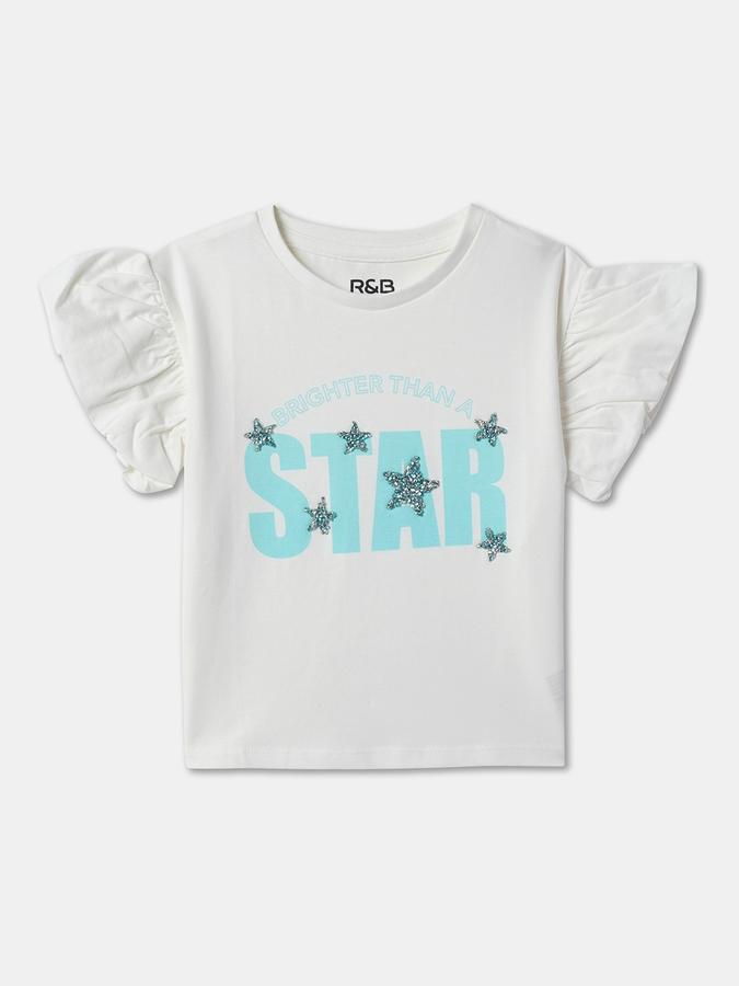 Girls Typographic Print Round-Neck Top