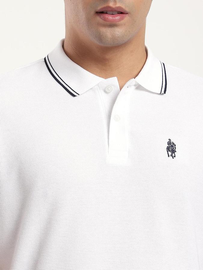 R&B Men White Solid Short Sleeves Polo Tshirt