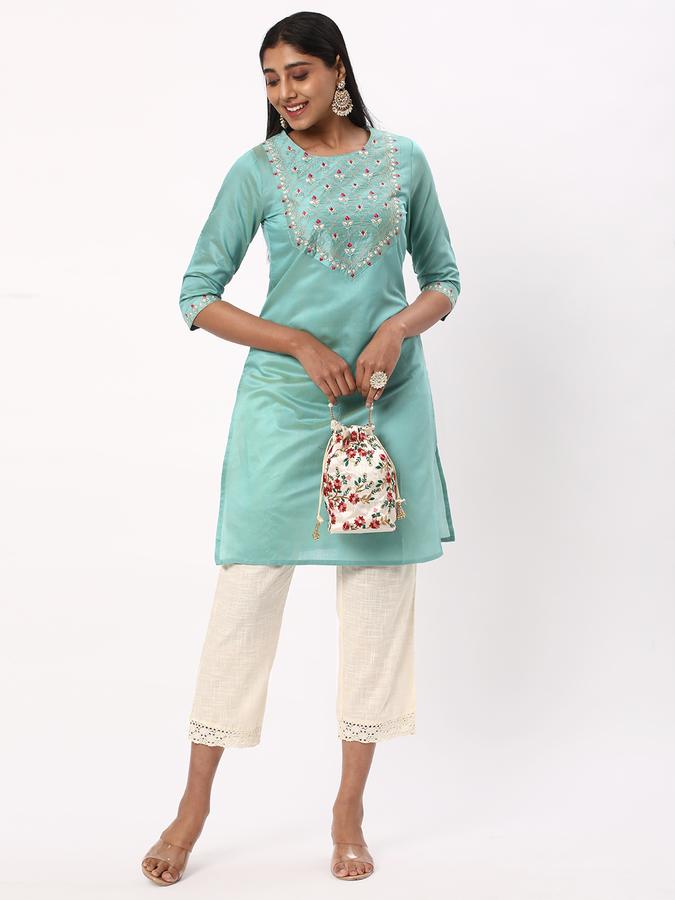 Women Embroidered Straight Kurta image number 1