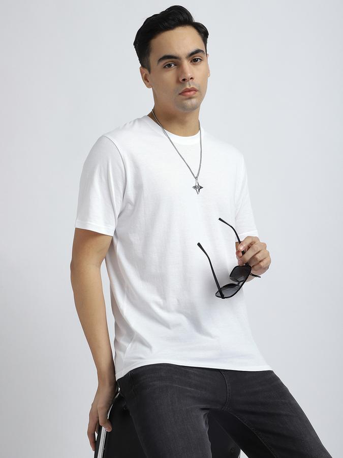 Men Cotton Regular Fit Crew Neck Solid T-shirt