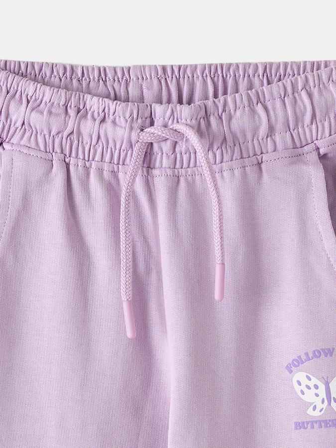 Girls Cotton Regular Fit Drawstring Waist Cuffed Hem Joggers