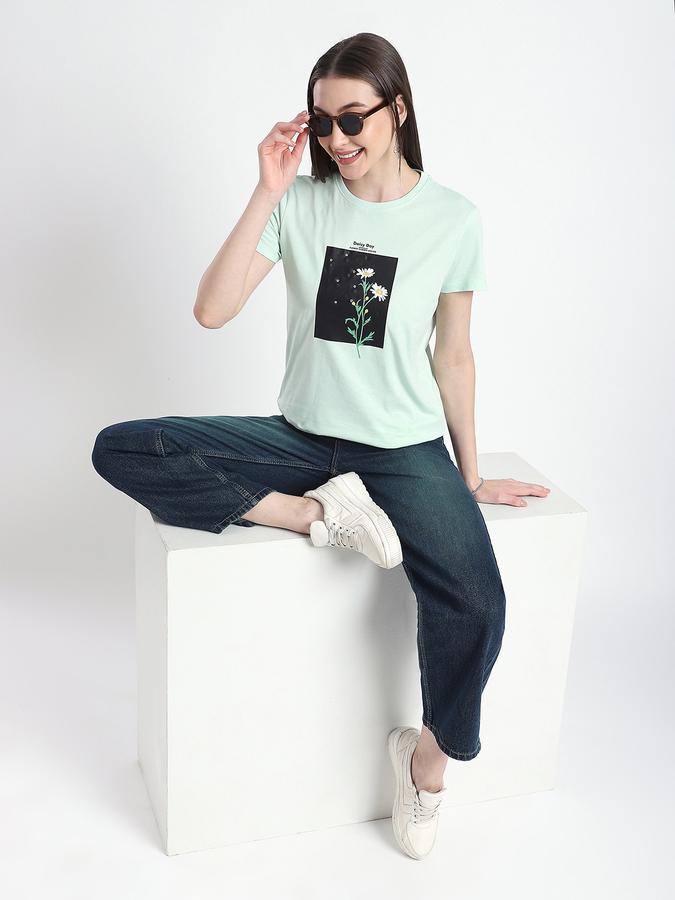 Women Cotton Regular Fit Crew Neck Graphic T-shirt