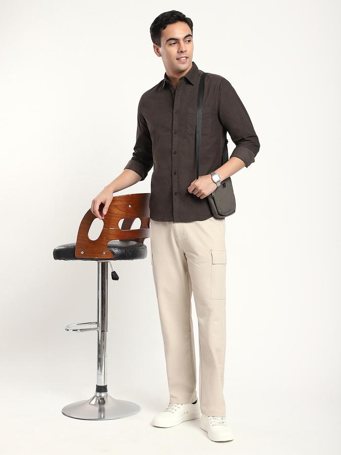 Men Cotton Regular Fit Shirt Collar Textured Shirt