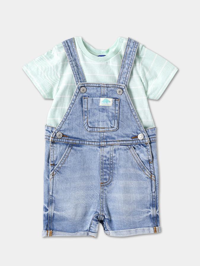 Boys Micro Print Dungaree