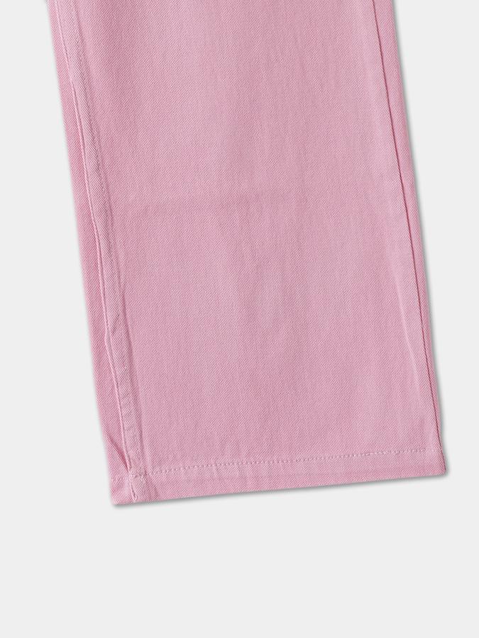 Solid Wide Leg Cargo Jeans with Button Closure image number 2