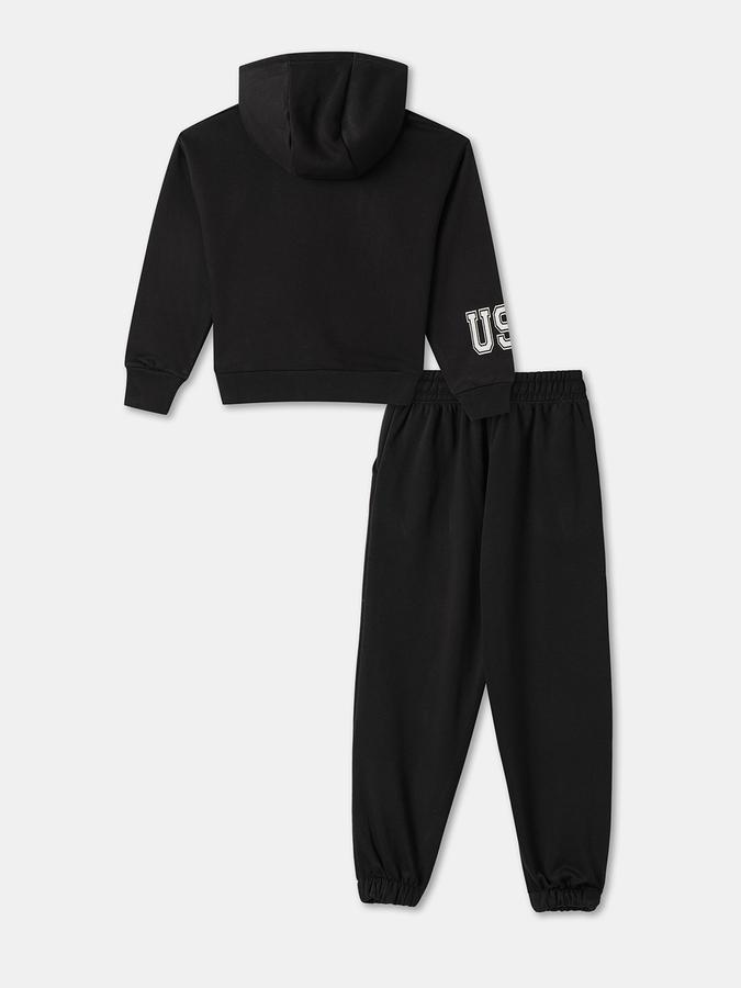 Girls Solid Long Sleeve Hoodie with Joggers Set