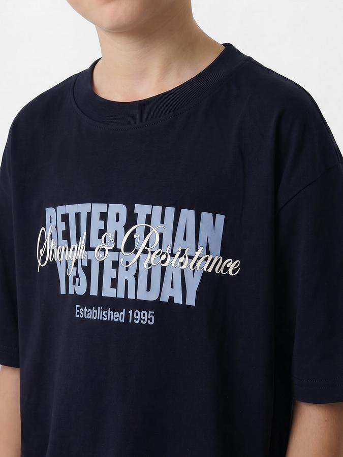 R&B Boys Blue Short sleeve Round Neck Urban Edit Typography Graphics Bold Graphic Pure Cotton T-Shirt