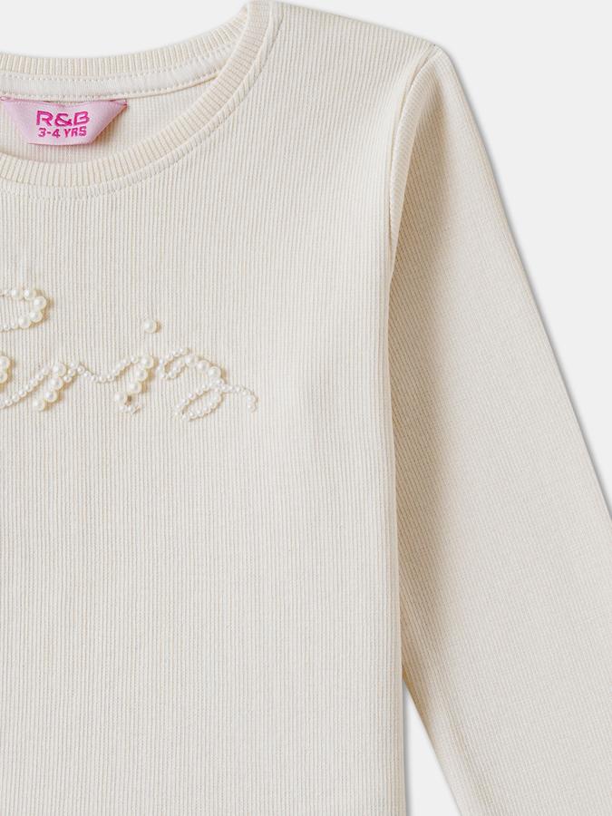 Girls Cotton Regular Fit Round Neck Long Sleeve Graphic Top