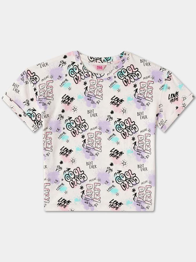 Printed T-Shirt and Dungaree Dress Set image number 2