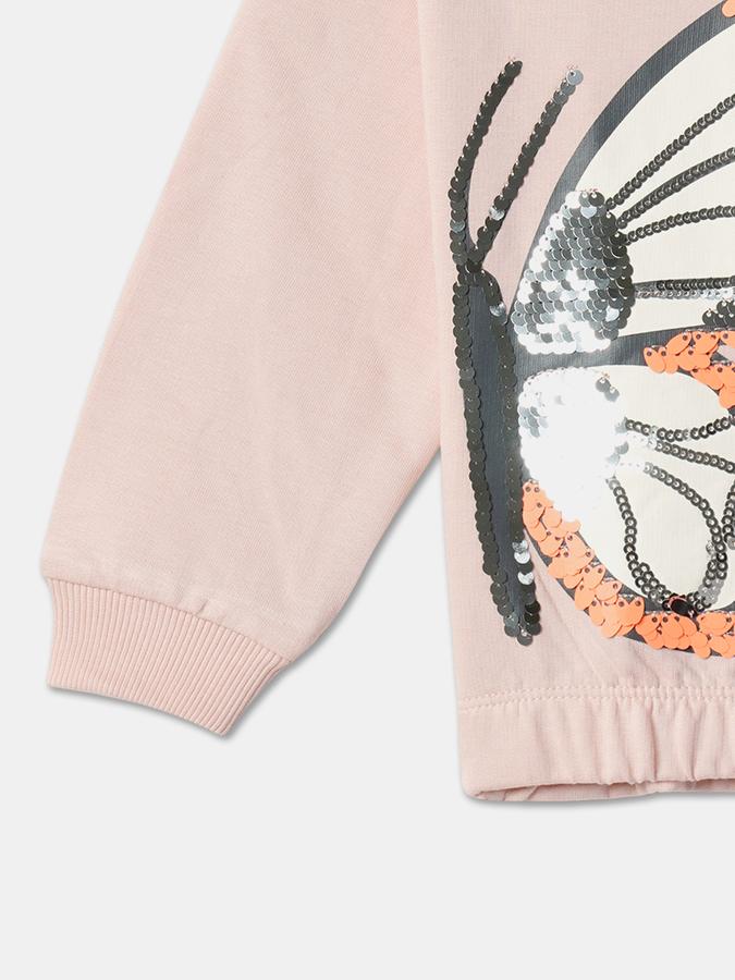 Girls Cotton Regular Fit Crew Neck Graphic Sweatshirt