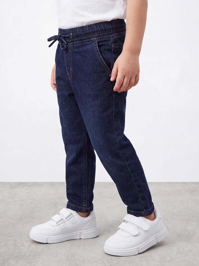 R&B Boys Dark Blue Solid Mid Rise Stretchable Jeans