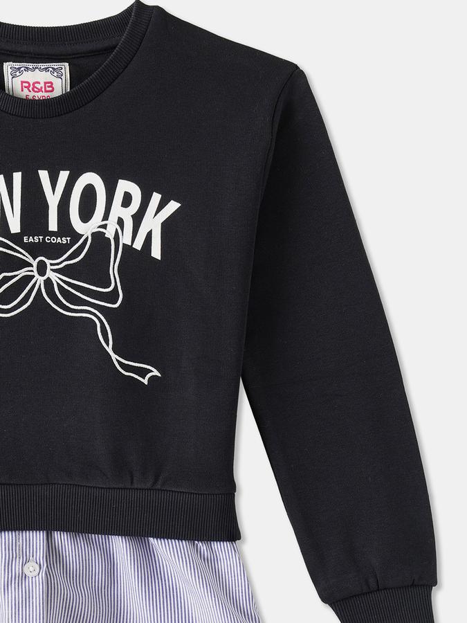 R&B Girls' Navy Printed Sweatshirt