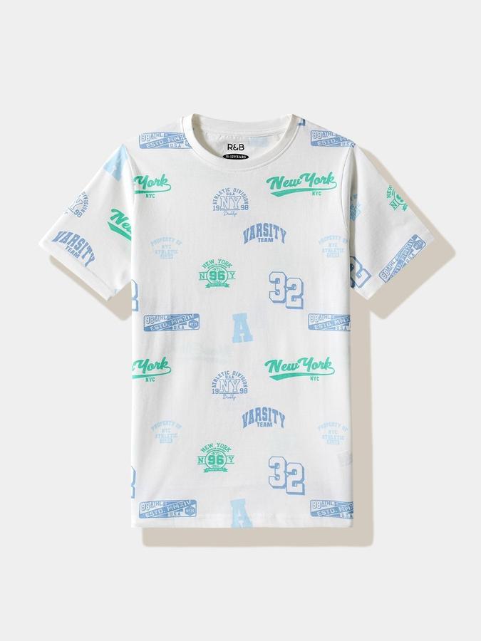 Boys Cotton Regular Fit Crew Neck Graphic T-shirt