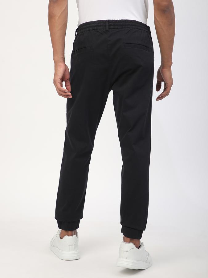 Men Cotton Regular Fit Drawstring Waist Jogger Trousers