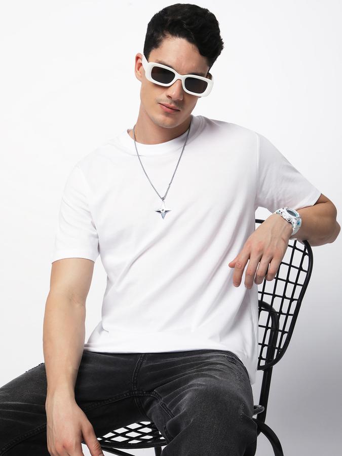 R&B MEN'S Solid T-Shirt with Crew Neck and Short Sleeves