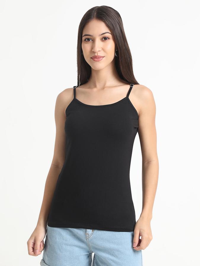 R&B Women Black Solid Camisole Top
