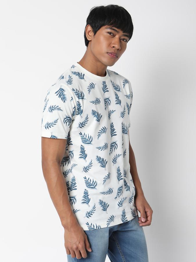 Men Cotton Regular Fit Crew Neck Printed T-shirt