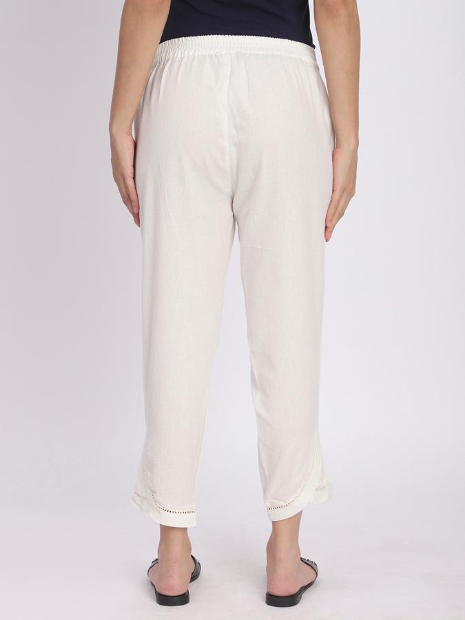 Women Cotton Tapered Elasticated Embroidered Trousers