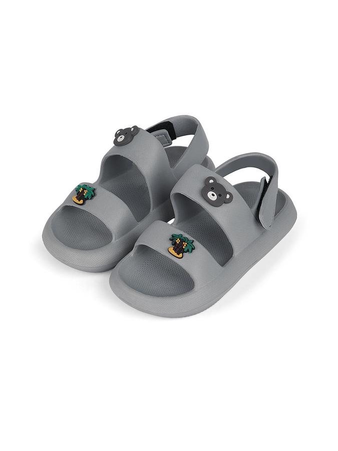 R&B Boys Grey Applique Work Sandal With Velcro Closure