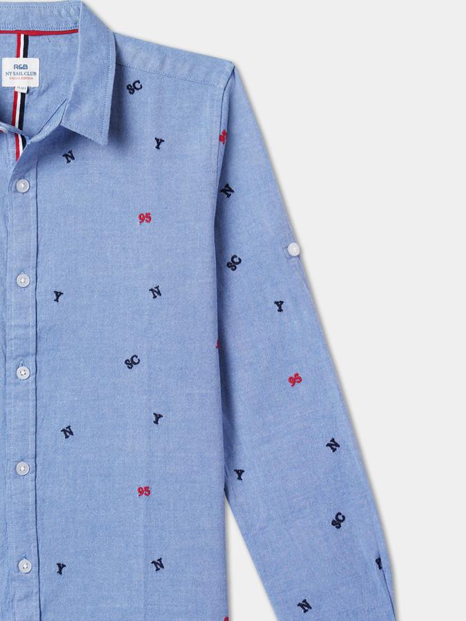 Boys Embroidered Relaxed Fit Cotton Shirt image number 2