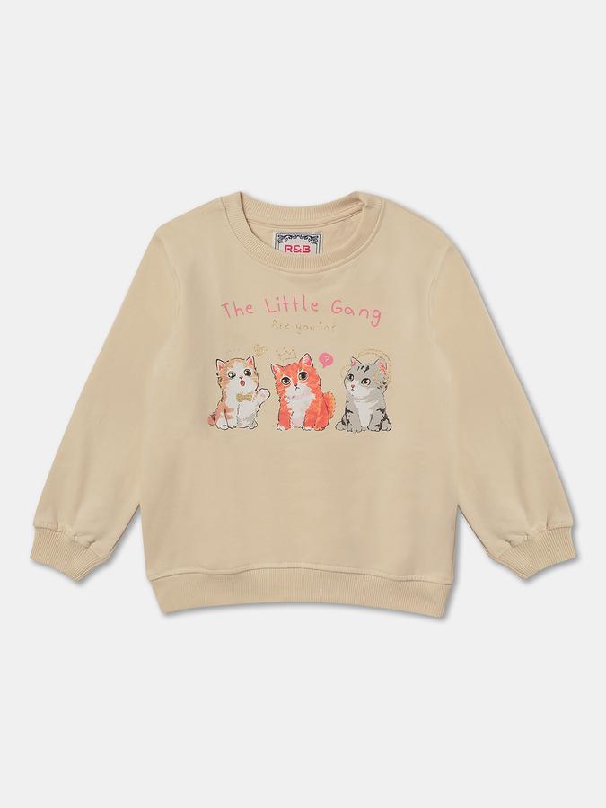 Girls Graphic Print Regular Fit Full Sleeve Crew Neck SweaT-Shirt