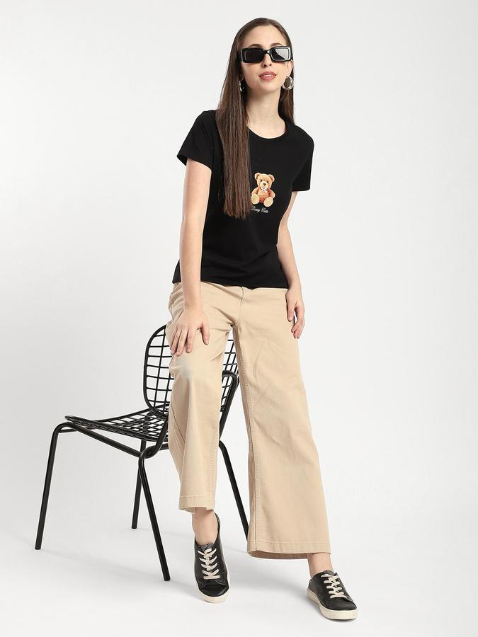 Women Cotton Regular Fit Crew Neck Graphic T-shirt