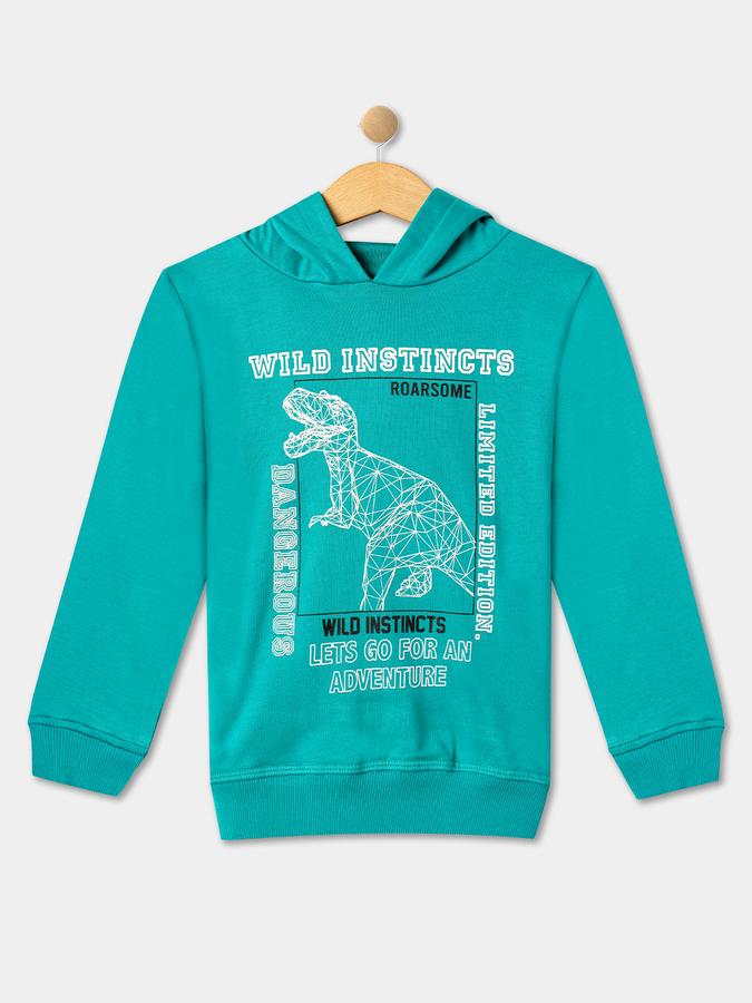 R&B Boys' Green Printed Sweatshirt