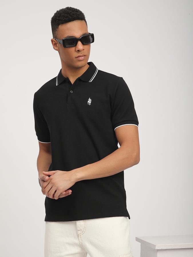 Men Polycotton Slim Fit Polo Neck Solid T-shirt