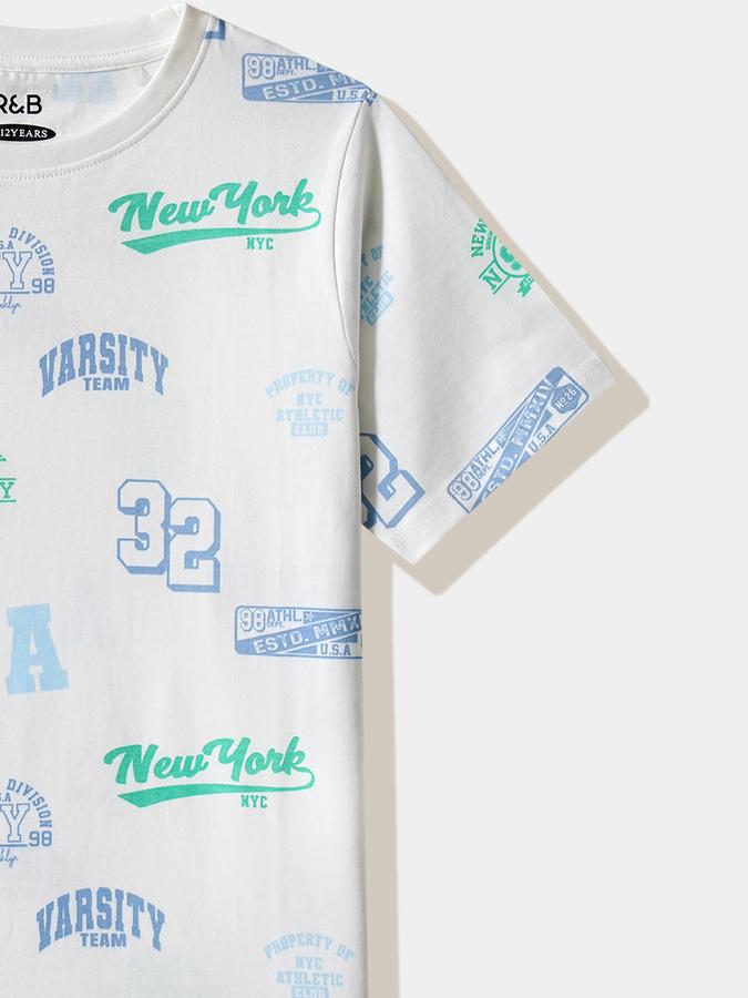 Boys Cotton Regular Fit Crew Neck Graphic T-shirt