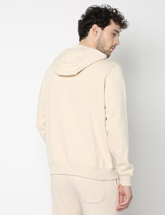 Men Fleece Regular Fit Hooded Solid Sweatshirt