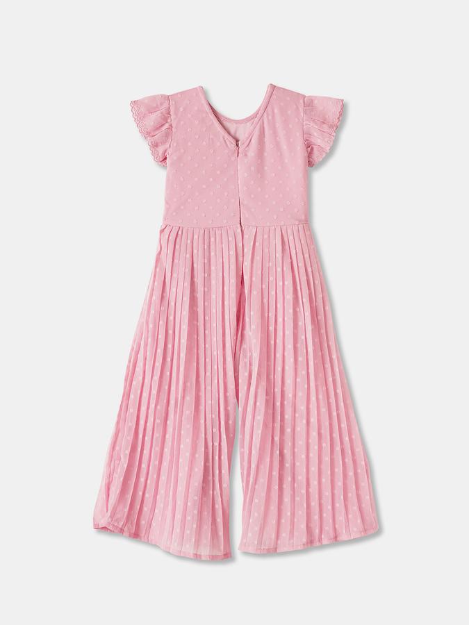 Girls Embroidered Ruffled Round Neck Midi A-Line Dress